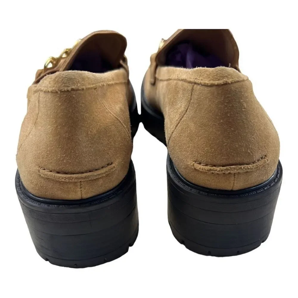 Womens Sam Edelman Flats & Loafers | Taelor Lug Sole Loafer Camel Suede 8M